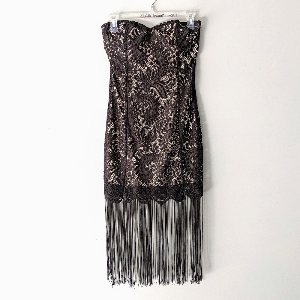 Lace Overlay Body-con Tube Dress